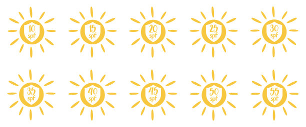 一套简单的平面SPF防晒图标图片下载