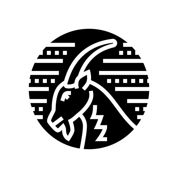 山羊十二生肖字形图标矢量插图图片下载