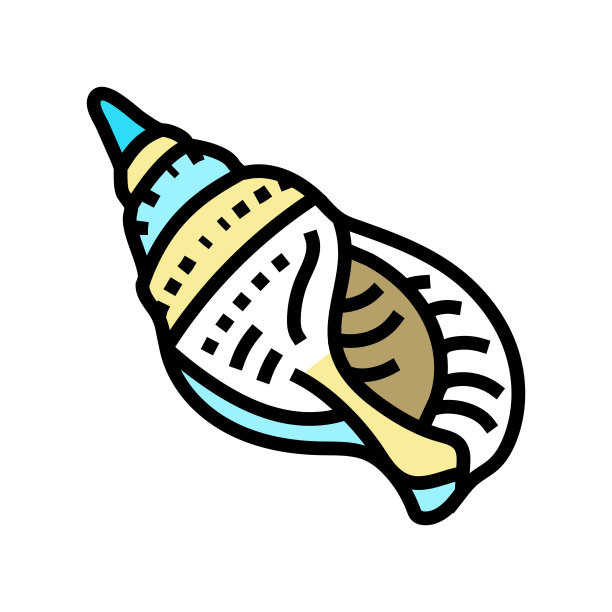 蜗牛海贝壳海滩颜色图标矢量插图图片下载