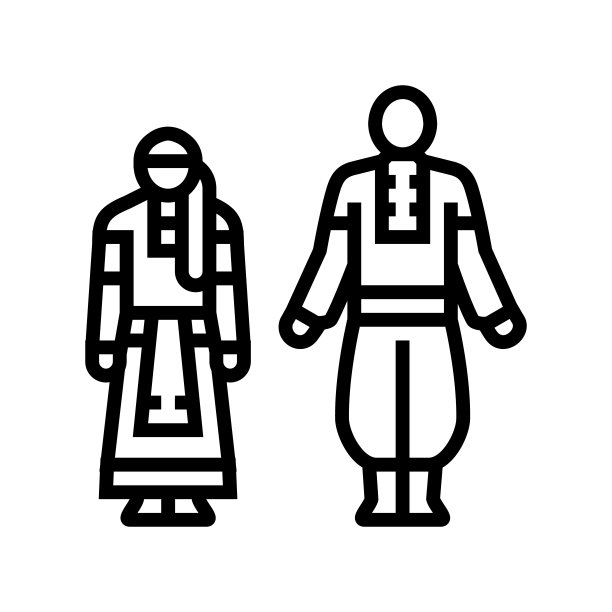 乌克兰国家服装线图标矢量插图图片下载