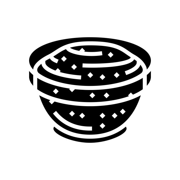 碗芥末酱食物字形图标矢量插图图片下载
