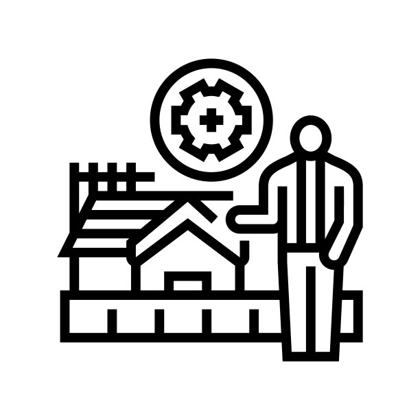 建筑管理室内设计线条图标矢量插图图片下载