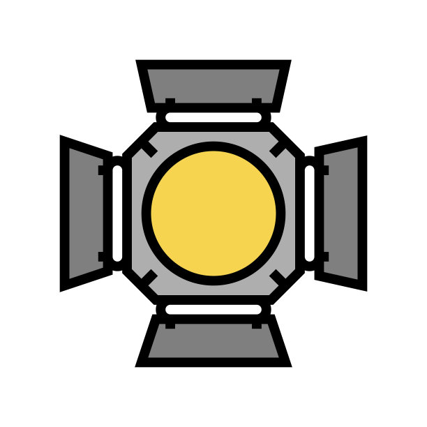 工作室灯光视频制作彩色图标矢量插图图片下载