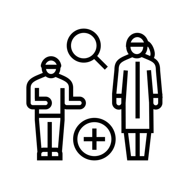 医生访问健康检查线图标矢量插图图片下载