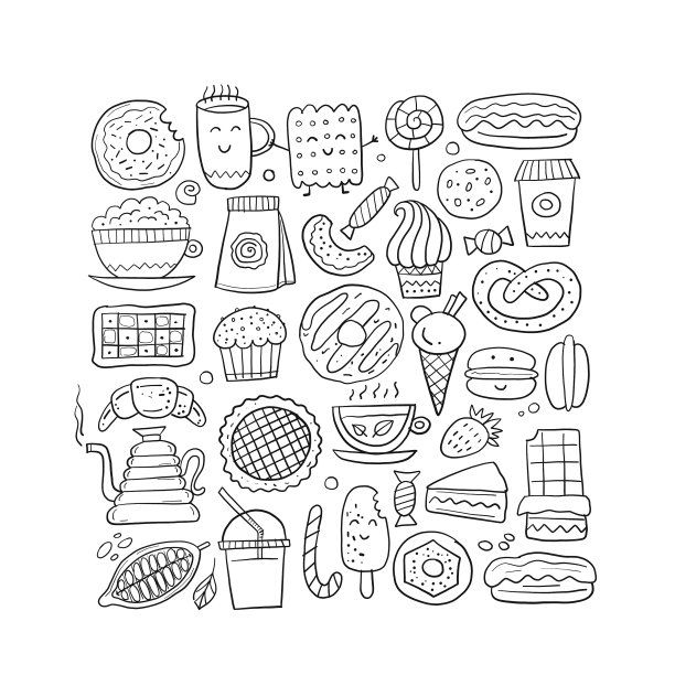 咖啡店的菜单上有甜点和糖果图片下载