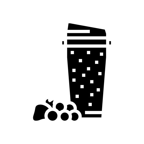 浆果冰沙果汁食物字形图标矢量插图图片下载