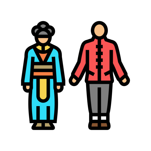 中国民族服装颜色图标矢量插图图片下载