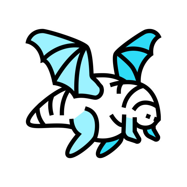 飞行怪物的颜色图标矢量插图图片下载