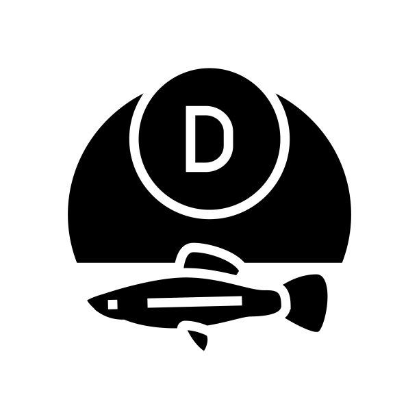 维生素D鱼字形图标矢量插图图片下载