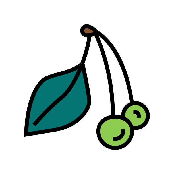 绿色樱桃颜色图标矢量插图图片下载