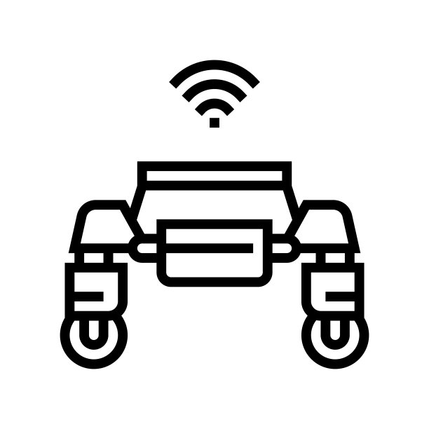 远程车辆智能农场线图标矢量插图图片下载