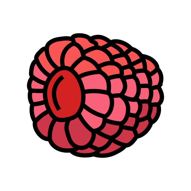 成熟多汁的覆盆子水果颜色图标矢量插图图片下载