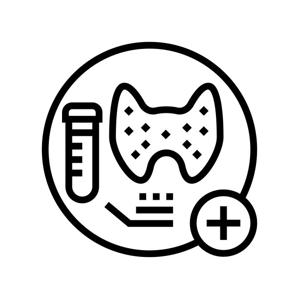 甲状腺功能测试健康检查线图标矢量插图图片下载