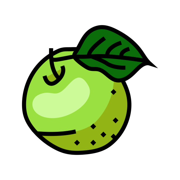绿色成熟的苹果水果颜色图标矢量插图图片下载
