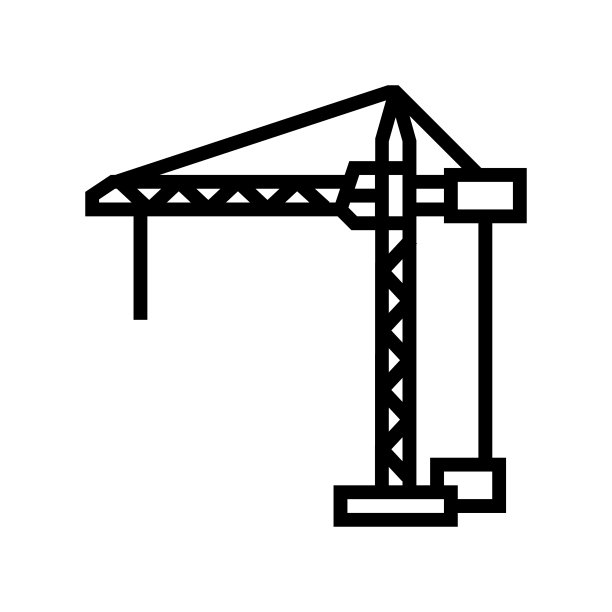 起重机施工车车辆线条图标矢量插图图片下载