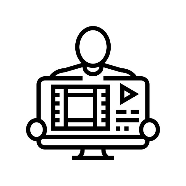 编辑视频制作电影线图标矢量插图图片下载