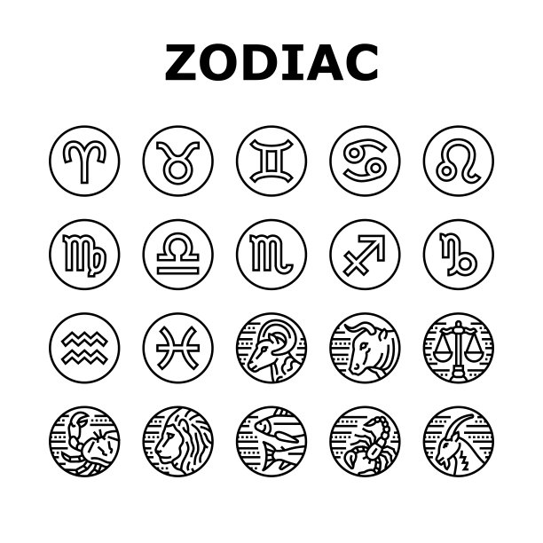 生肖星座动物图标集向量图片下载