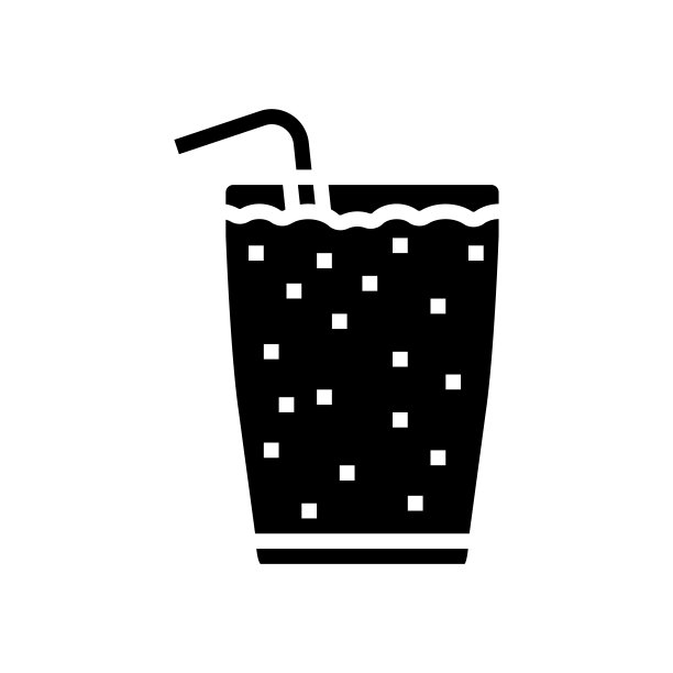 酸奶冰沙果汁食物字形图标矢量插图图片下载