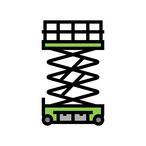 剪刀升降机施工车车辆颜色图标矢量插图图片下载