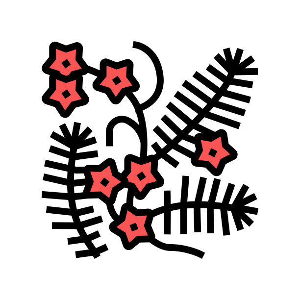 柏树藤本颜色图标矢量插图图片下载