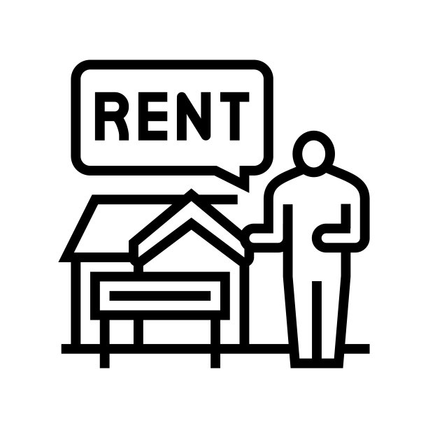房屋承租人物业家线图标矢量插图图片下载