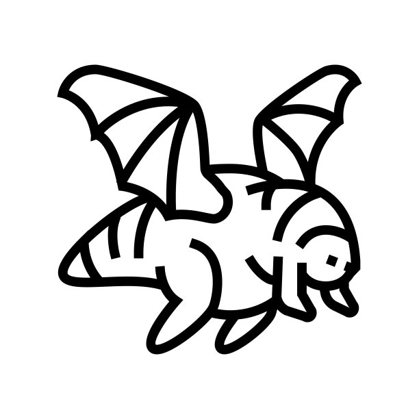 飞行怪物线图标矢量插图图片下载