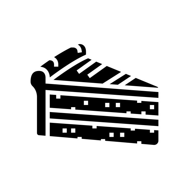 切片蛋糕食物甜点字形图标矢量插图图片下载