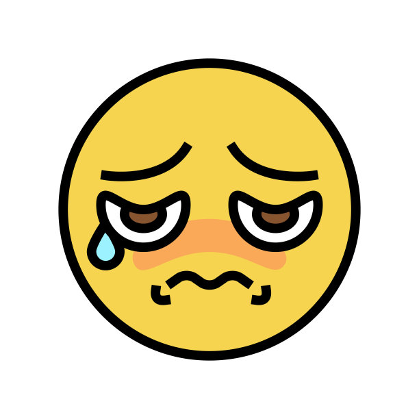 悲伤的表情符号颜色图标矢量插图图片下载
