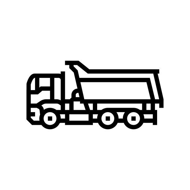 重型卡车施工车车辆线图标矢量插图图片下载
