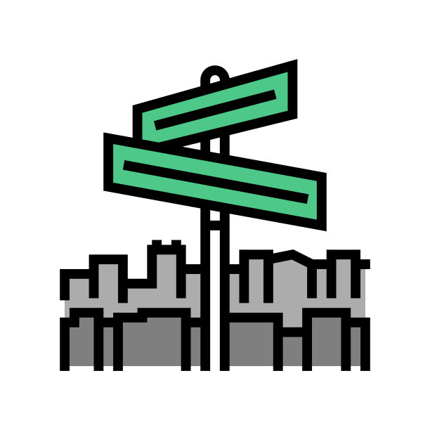 街道道路标志颜色图标矢量插图图片下载