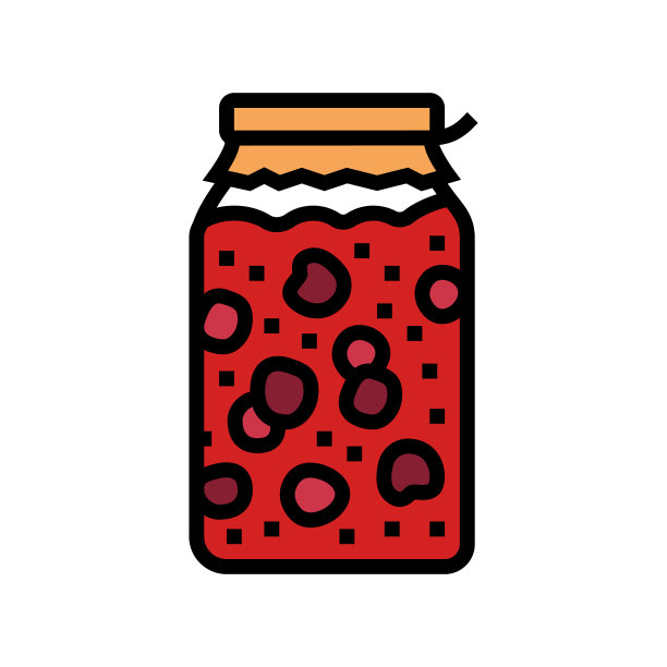 樱桃果酱颜色图标矢量插图图片下载