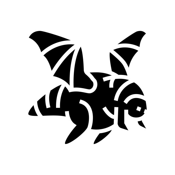 飞行怪物字形图标矢量插图图片下载