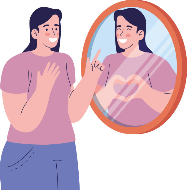 拿着镜子的自恋女人图片下载