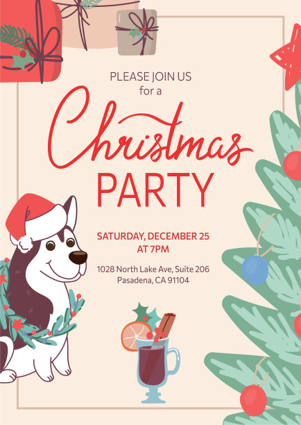 冬季圣诞派对的邀请函图片下载