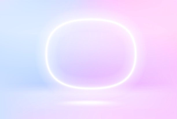 明亮的圆形霓虹灯照亮房间图片下载