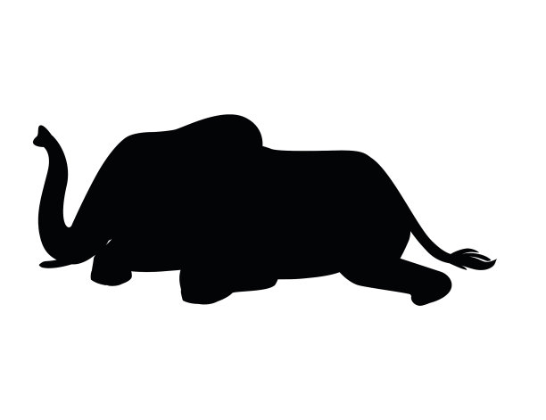 黑色剪影可爱的成年大象躺在图片下载