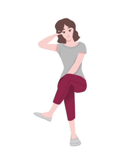 可爱的年轻女孩穿着休闲的坐姿图片下载