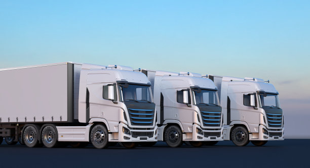 白色卡车物流公司- 3D插图图片下载