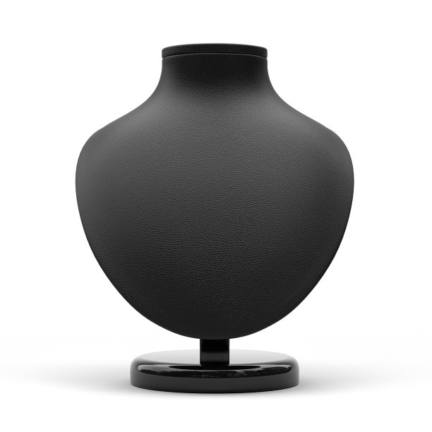 空的站在一个半身像的形式的项链和链在白色的背景。3 d渲染。图片下载