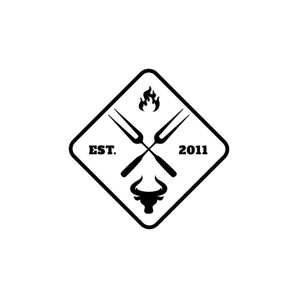 烧烤标志叉子和火标志图片下载