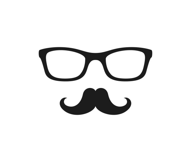 胡子和眼镜孤立在白色背景图片下载