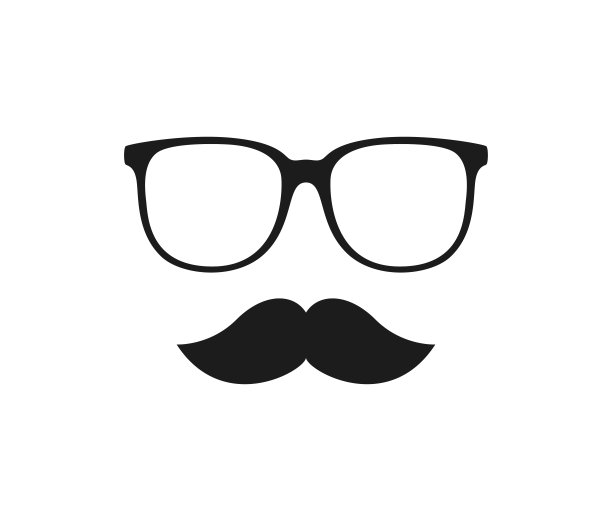 胡子和眼镜孤立在白色背景图片下载