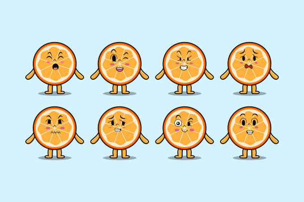 设置可爱的橘子水果卡通表情图片下载
