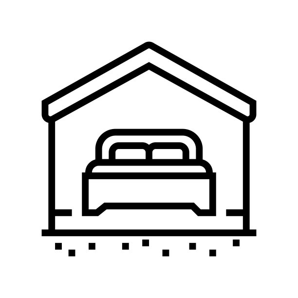 卧室物业家线图标矢量插图图片下载