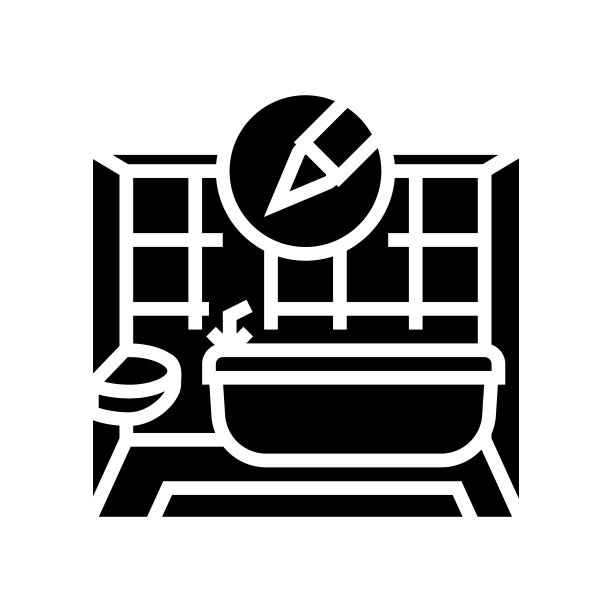 浴室室内设计家字形图标矢量插图图片下载