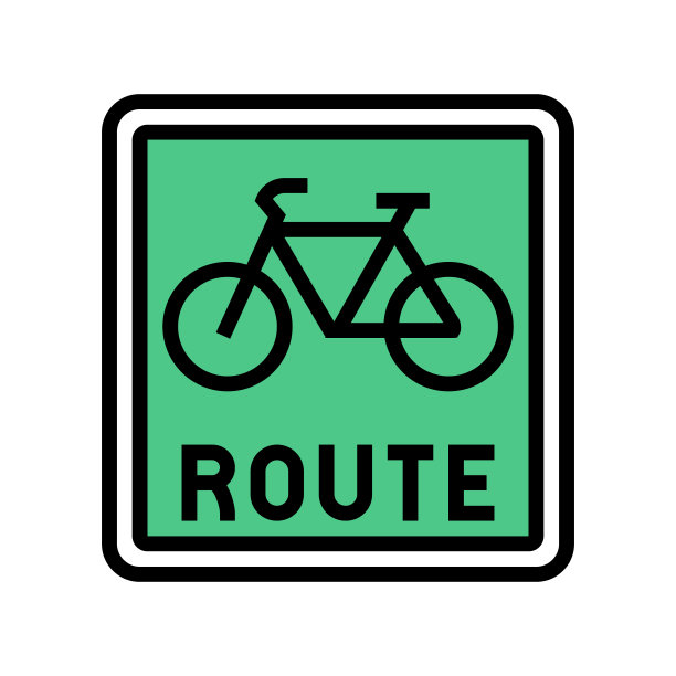自行车道路标志颜色图标矢量插图图片下载
