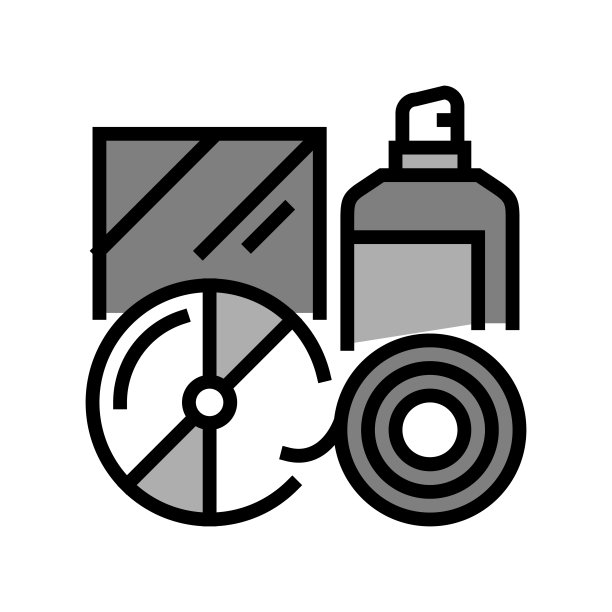 圆盘和瓶子塑料废物彩色图标矢量插图图片下载