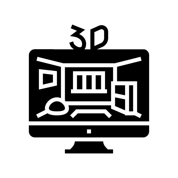 3d素描室内设计家字形图标矢量插图图片下载