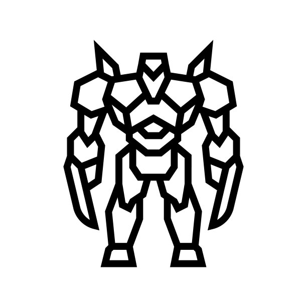 金属怪物线图标矢量插图图片下载
