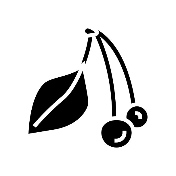 绿色樱桃字形图标矢量插图图片下载